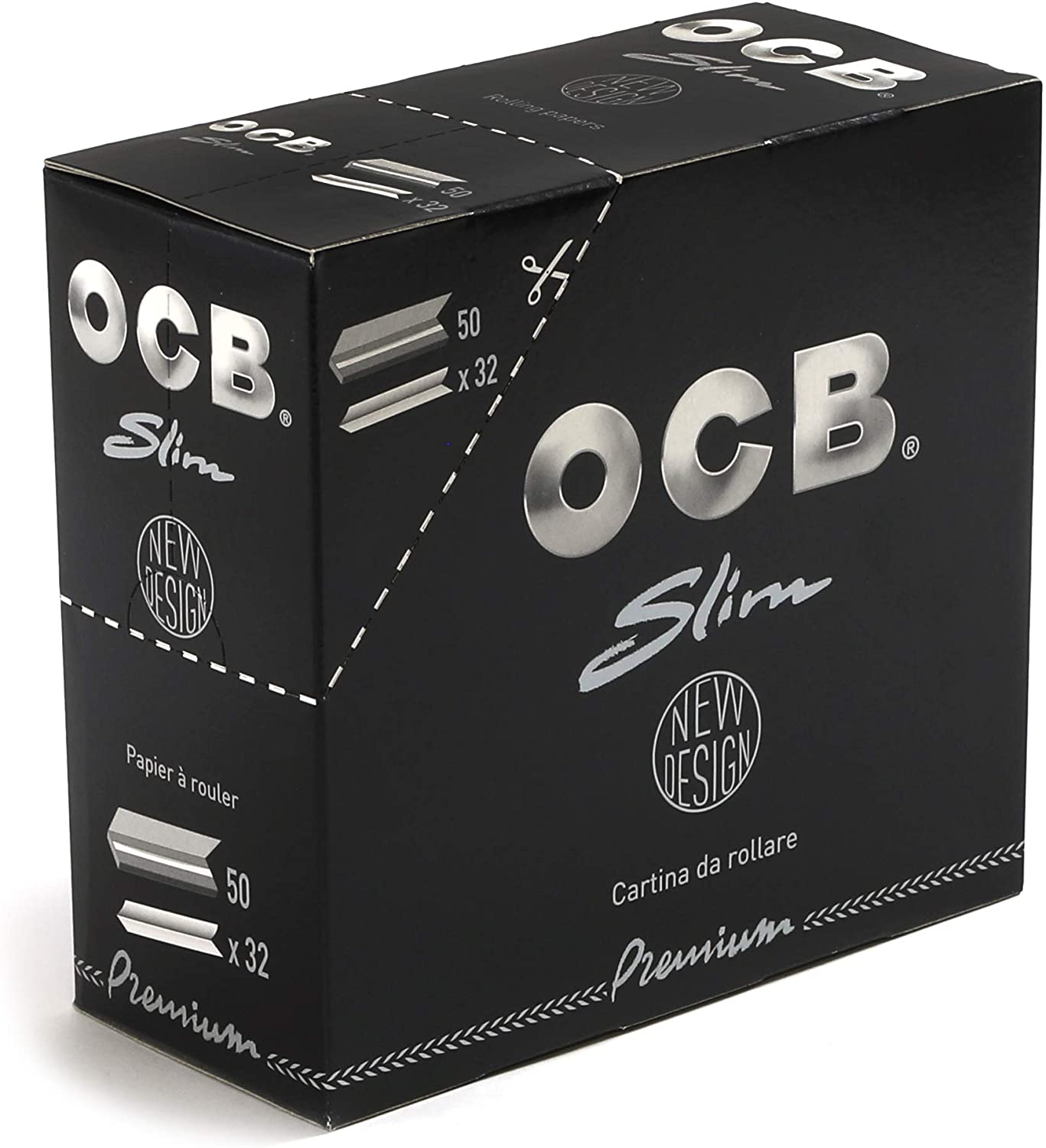 OCB Premium Slim King Size  50 x 32 Blatt Long Paper NEU schwarz lang 