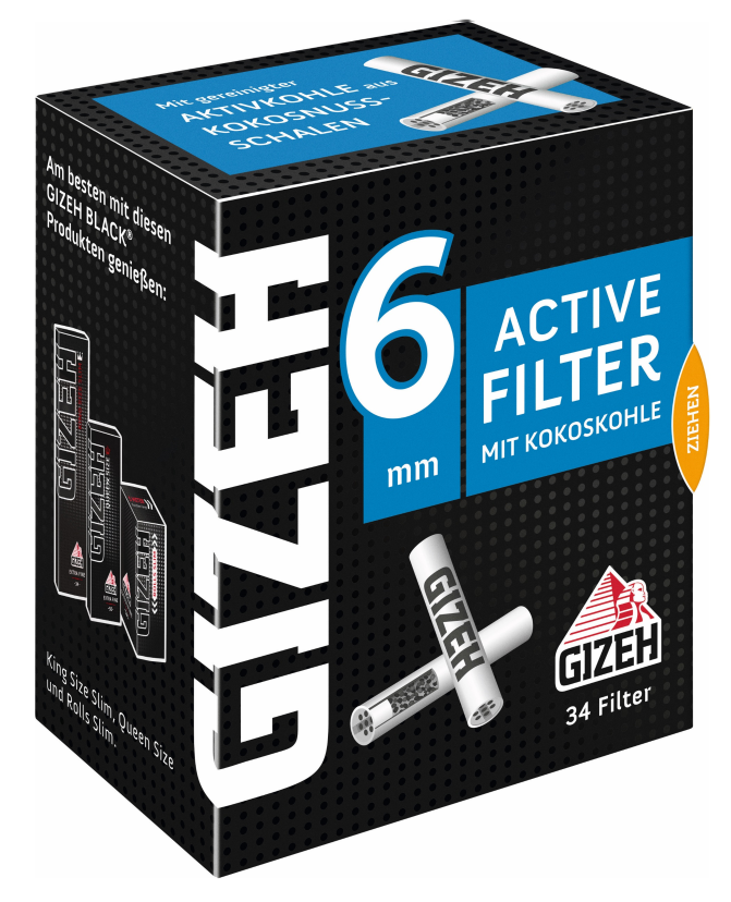 GIZEH BLACK® Active Filter - 10 Kartons mit je 34 Aktivkohlefiltern - 6mm
