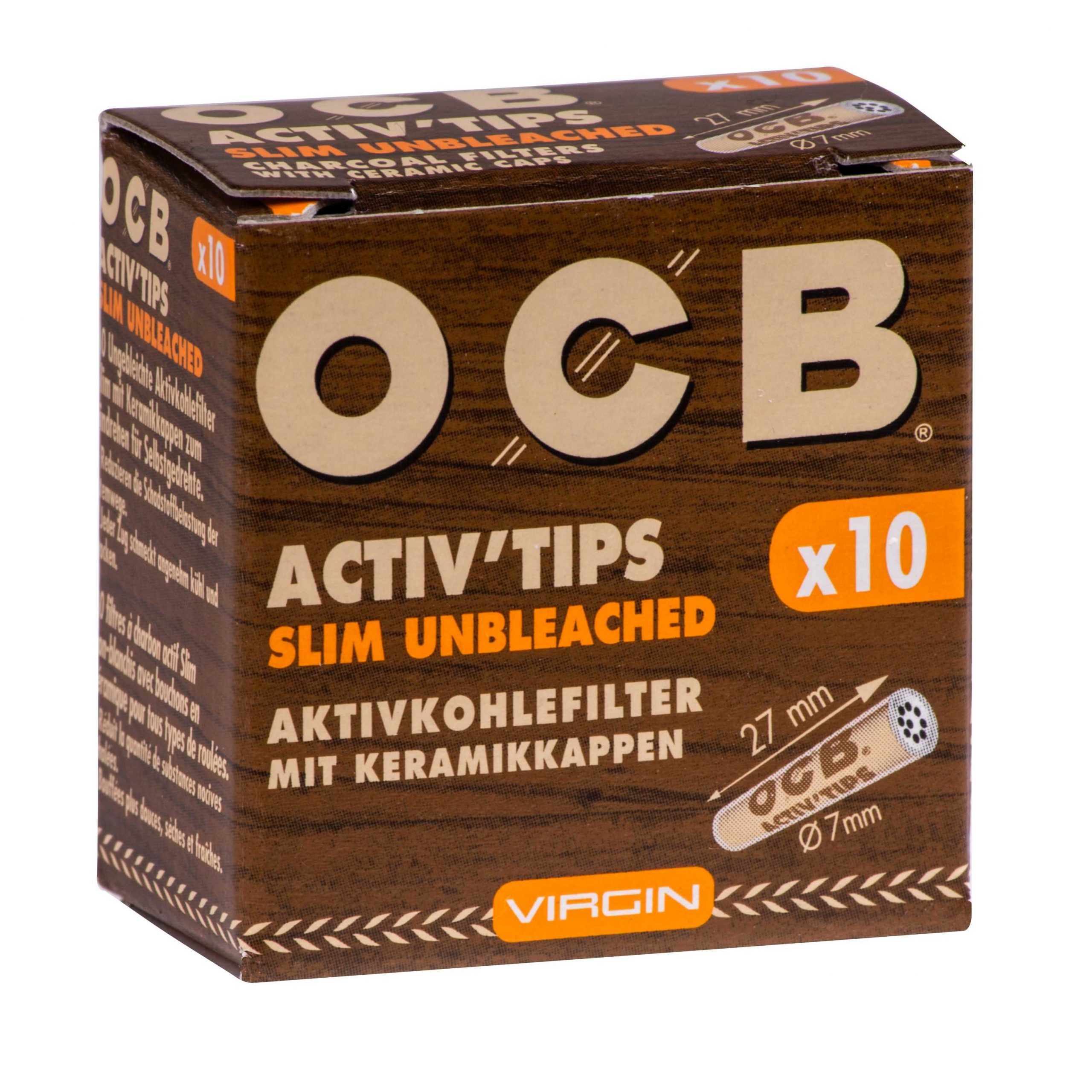 OCB Activ Tips Slim Unbleached – 20 Kartons mit je 10 Filter – 7mm