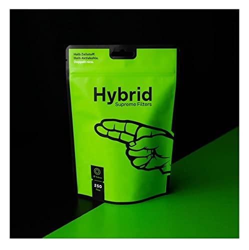 Hybrid Slimfilter 250er Beutel Aktivkohlefilter, 6,4mm, halb Zellstoff Halb Aktivkohle, 19820, Weiss, 250er Pack