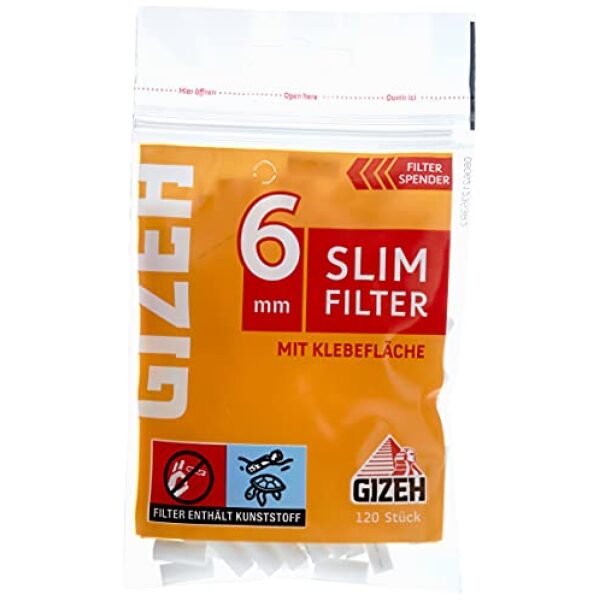 Gizeh Slim Filter sechs mm mit Klebefläche (20 x 120 Stück)