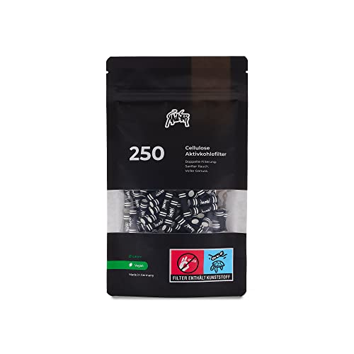KAiLAR 250 BLACK Cellulose Aktivkohlefilter Slim (5,9 mm) mit veganer Aktivkohle aus Kokosnussschalen | Für ein schadstoffärmeres und sanftes Raucherlebnis