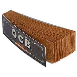 OCB 15160 Unbleached Virgin Filter Tips - Umweltfreundliches Papier ungebleicht mit Perforation, 25 Heftchen à 50 Blättchen (18 x 60 mm)